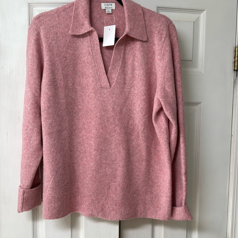 J Crew - Extra Soft Pale Pink Long Sleeve Sweater - NWT - Size L